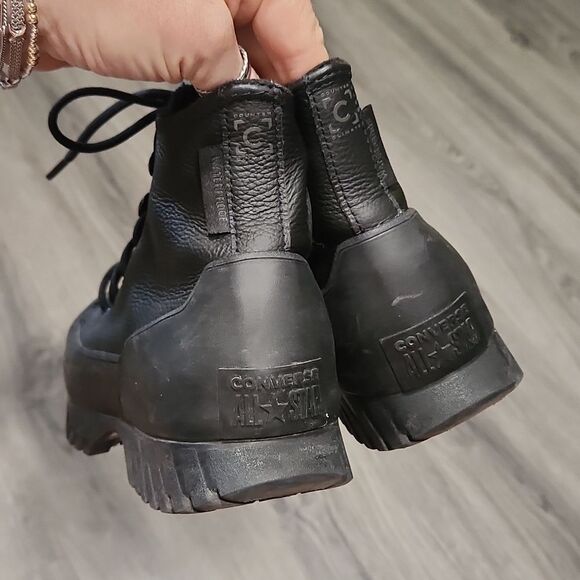 Converse BLACK Leather High Tops UNISEX - Picture 5 of 9